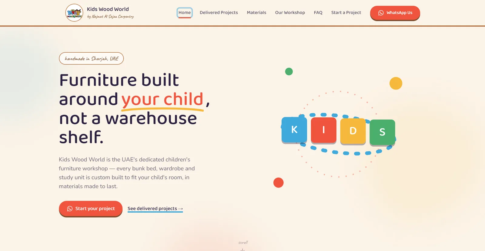 Kids Wood World home page hero