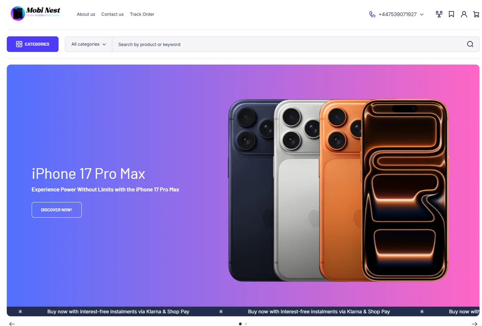 Mobi Nest home page hero